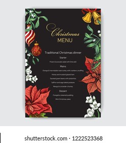 Invitation card for a dinner on New Year's Eve. Invitation flyer for a Christmas party in a restaurant.