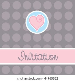 Invitation card - dots & heart -