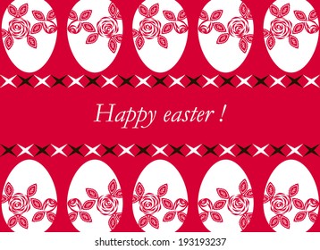 Invitation card, easter eggs with abstract roses