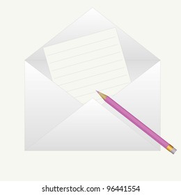 Invitation card with envelope and pencil