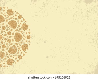 Invitation, card with ethnic arabesque element. Old Paper Background with Morocco ornament.