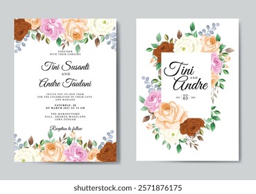 Invitation Card With Floral Abstract and Hand Drawn. Illustrator and designer. Wedding Invites, save the date, Birthday Invites, Video Invites, E-Cards.