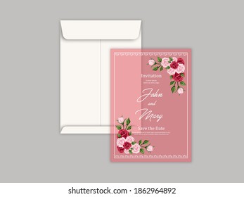 Invitation card with floral background. Vector Illustration.