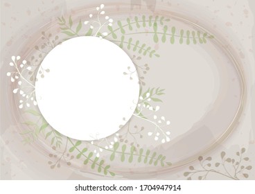 Invitation card with a floral decor. Place for congratulation text. Beige background. Vintage style.