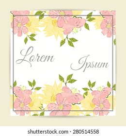 Invitation card with floral elements