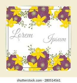 Invitation card with floral elements