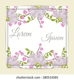 Invitation card with floral elements