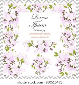 Invitation card with floral elements