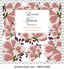 Invitation card with floral elements