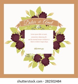 Invitation card with floral elements