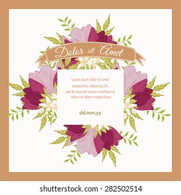 Invitation card with floral elements