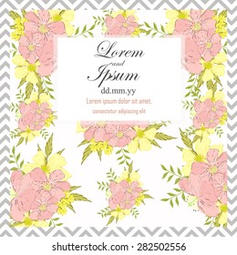 Invitation card with floral elements