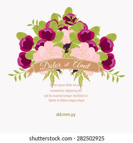 Invitation card with floral elements