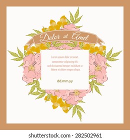 Invitation card with floral elements