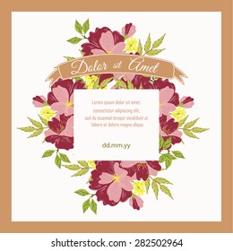 Invitation card with floral elements
