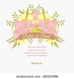 Invitation card with floral elements