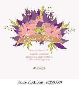 Invitation card with floral elements