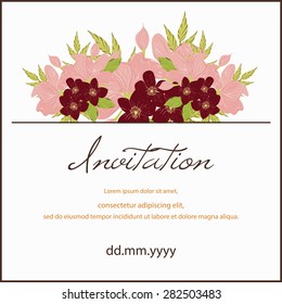Invitation card with floral elements