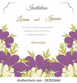 Invitation card with floral elements