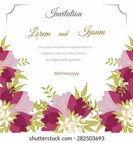 Invitation card with floral elements