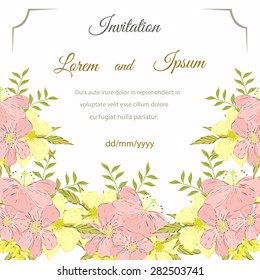 Invitation card with floral elements