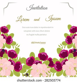 Invitation card with floral elements