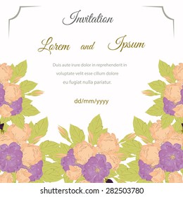 Invitation card with floral elements