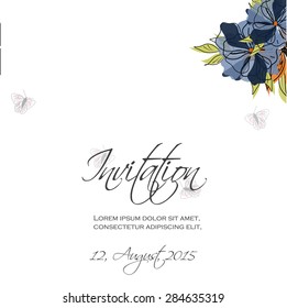 Invitation card with floral elements