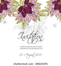 Invitation card with floral elements