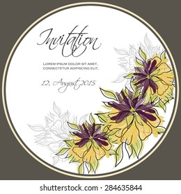 Invitation card with floral elements