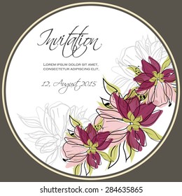 Invitation card with floral elements