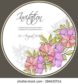 Invitation card with floral elements