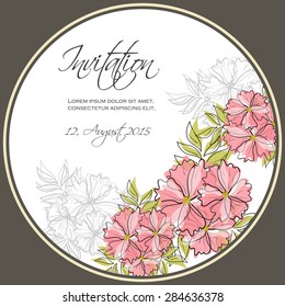 Invitation card with floral elements