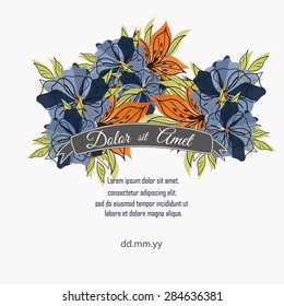 Invitation card with floral elements