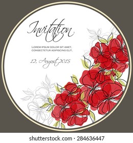 Invitation card with floral elements