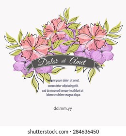 Invitation card with floral elements