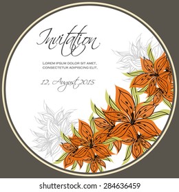 Invitation card with floral elements