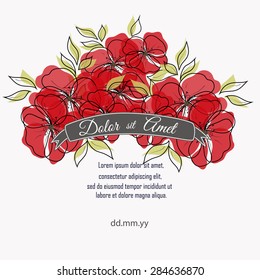 Invitation card with floral elements