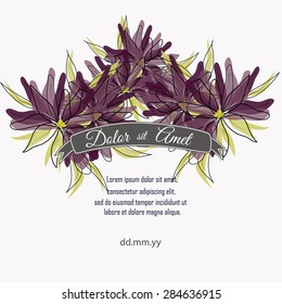 Invitation card with floral elements