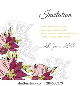 Invitation card with floral elements