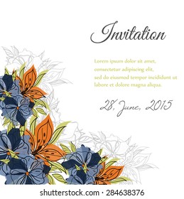 Invitation card with floral elements