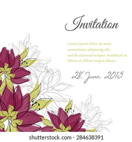 Invitation card with floral elements