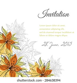 Invitation card with floral elements