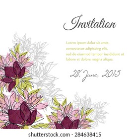 Invitation card with floral elements