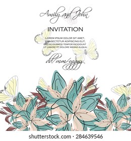 Invitation card with floral elements