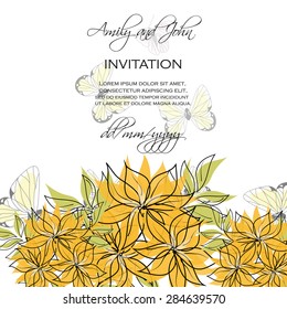 Invitation card with floral elements