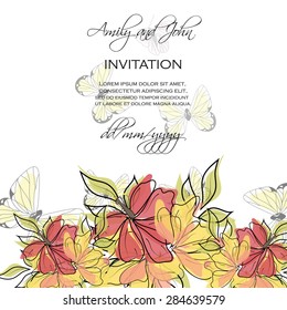 Invitation card with floral elements