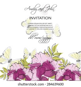 Invitation card with floral elements