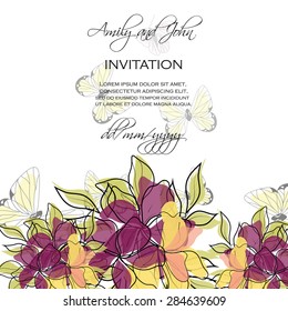 Invitation card with floral elements