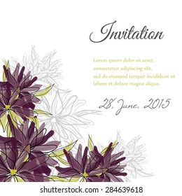 Invitation card with floral elements